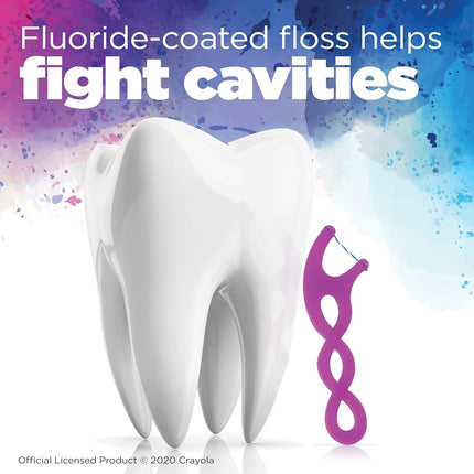 Gum Crayola Twistables Kids Flossers with Fluoride, Designed for Little Hands, Three Fun Fruit Flavors, Easy-to-Use Dental Floss Picks for Children Ages 3+, 90 Count (Pack of 4)