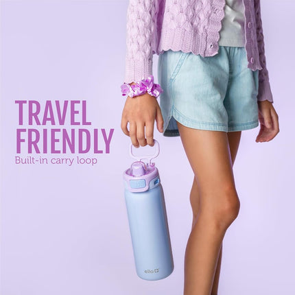 Ello Kids Pop & Fill 18oz Stainless Steel Water Bottle with Quick Fill Technology, Double-Wall Vacuum Insulation, Leak Proof Locking Lid, Sip & Chug, BPA Free, Gifts for Girls Boys, Strawberries