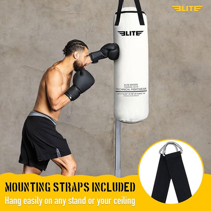 Elite Sports Boxing Bag – Heavy Duty Canvas Punching Bag with Straps for Boxing, Training, MMA, Muay Thai, Kickboxing, Martial Arts & Fitness – Unfilled Heavy Bag