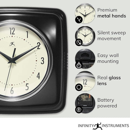 Infinity Instruments Square Retro Lavender Wall Clock 23.5cm