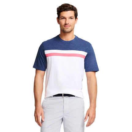 IZOD Men's Ss Sltwr Clrblk Crew, Medieval Blue, Large