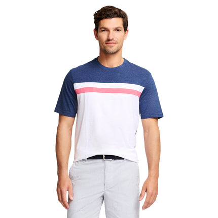 IZOD Men's Ss Sltwr Clrblk Crew, Medieval Blue, La