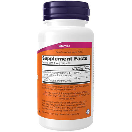 NOW Pantothenic Acid 500 mg,100 Capsules