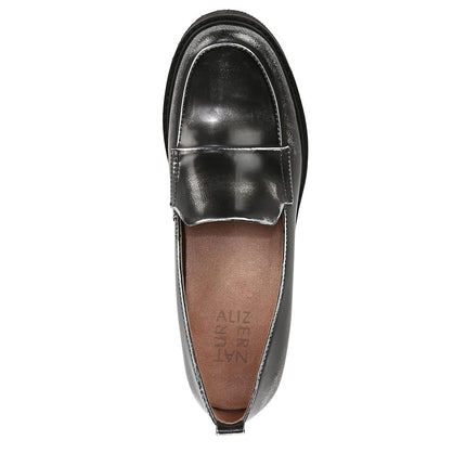 Naturalizer Women's Classic Loafer, Black/Silver, 7.5 Wide