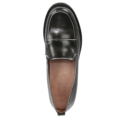 Naturalizer Women's Classic Loafer, Black/Silver, 9.5 Wide