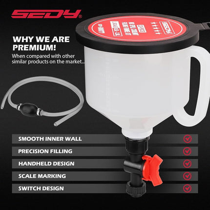 SEDY 22-Piece No Spill Coolant Filling Funnel Kit, Universal Radiator Funnel Set with Adapters, Siphon Hose & Extensions for Car, SUV, Ute, Truck – Precision Automotive Coolant Refilling Tool
