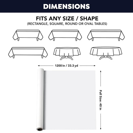 Party Essentials Plastic Banquet Table Roll, 40" x 100', White
