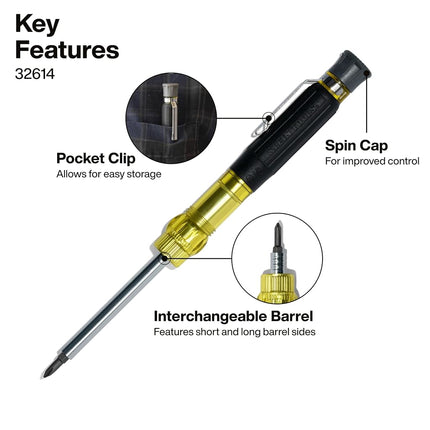 Klein Tools 80209 Precision Multi Bit Screwdriver Set 31 Pieces Padded Handle Bits for Apple Product Repair Phillips Slotted Hex Torx for Electronic Repair