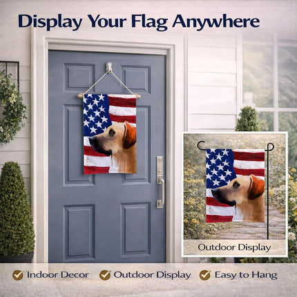 Caroline's Treasures CK6436GF Black Mouth Cur Dog American Flag Flag Garden Size, Small, Multicolor