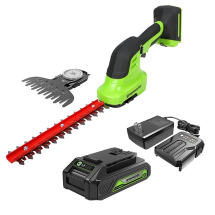Greenworks 24V Cordless Shear Shrubber, 1.5Ah USB 