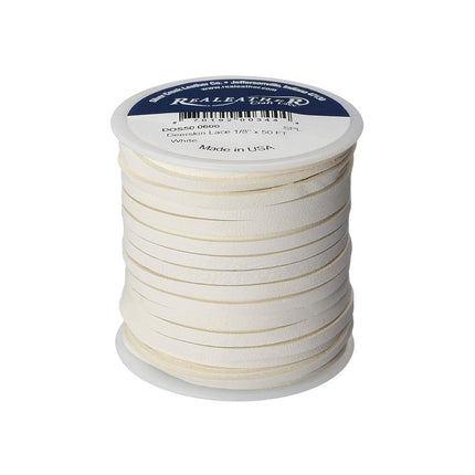 Realeather Crafts White Deerskin Lace,1/8" Wide, 5