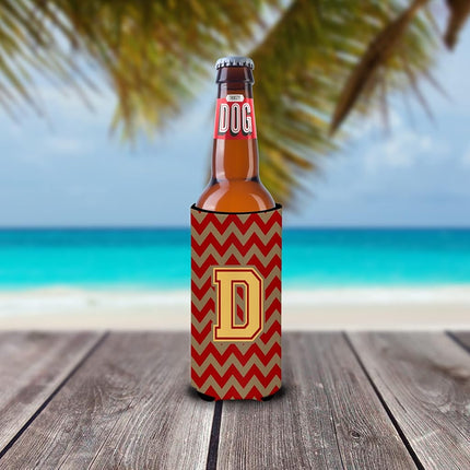 Aisladores de Bebidas Ultra con Monograma D, Chevrón Granate y Dorado para Latas Delgadas CJ1048-DMUK