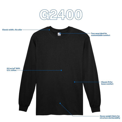 Gildan Unisex's Ultra Cotton Long Sleeve T-Shirt, Style G2400, Multipack, Black (3-Pack), 5XL (Pack of 3)