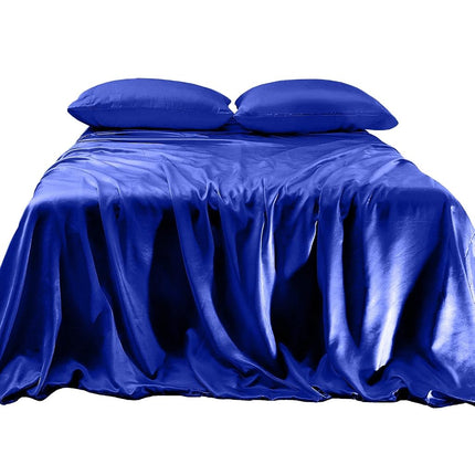 Elegant Comfort Luxurious 4-Piece Silky Satin Sheet Set, Skin and Hair Friendly, Wrinkle, Fade, Stain Resistant with Deep Pockets Fitted Sheet, Cooling Soft Satin Sheet Set, Twin, Royal Blue