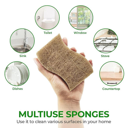 AIRNEX Natural Kitchen Sponges (24 Pack) - Biodegradable Cellulose & Coconut Scrubber Dish Sponges for Kitchen - Eco-Friendly, Non Scratch, Compostable, Non Toxic S-Shaped Natural Sponges for Dishes
