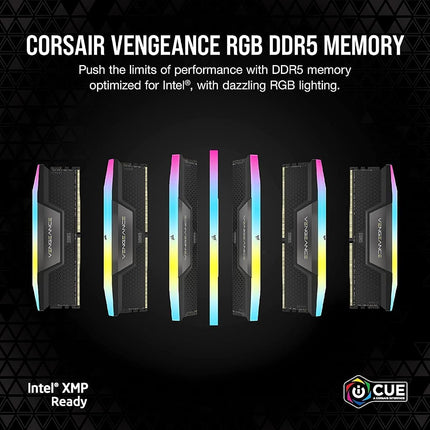 CORSAIR VENGEANCE RGB DDR5 RAM 32GB (2x16GB) Up to 6000MHz CL36 Intel XMP iCUE Compatible Computer Memory - Black (CMH32GX5M2E6000C36)