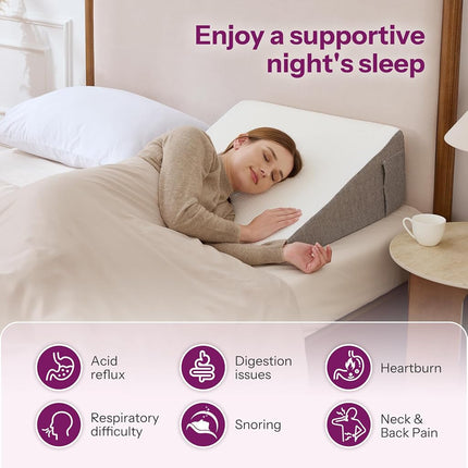 howhom Wedge Pillow with Foam Top for Sleeping,Reading and Rest, 8 Inch Elevated Support Triangle Bed Pillow for Legs and Back Support with Washable Cover
