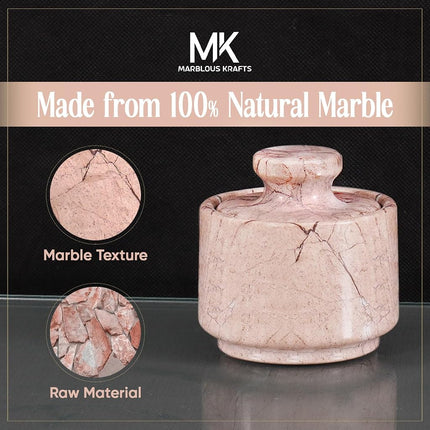 MARBLOUS KRAFTS Stylish Marble Sugar Dispenser 3/ X 3/ Salt Cellar, Single Salt Container with lid (Marinara) MK-SCS-01