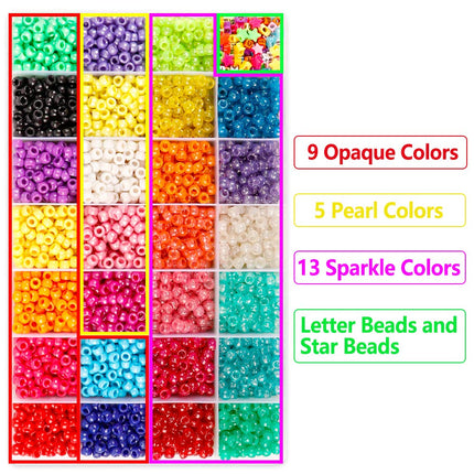 INSCRAFT Pony Beads, 4600 Pcs 9mm in 27 Colors