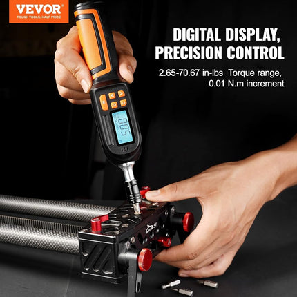 VEVOR Digital Torque Wrench, 1/4" Drive Torque Screwdriver with LCD, 2.65-70.67 in-lbs Torque Range, 0.01 N.m Increment Torque Screwdriver with Bits & Case