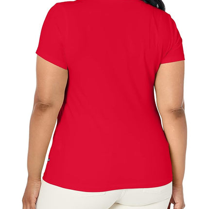 Nautica Women's Easy Comfort V-Neck Supersoft Stretch Cotton T-Shirt Red, Small