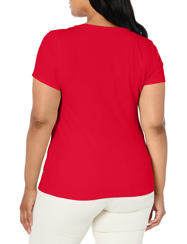 Nautica Women's Easy Comfort V-Neck Supersoft Stretch Cotton T-Shirt Red, Small
