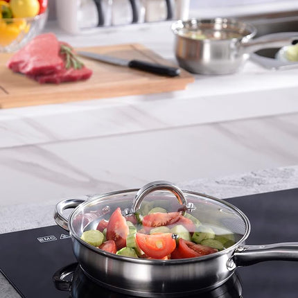 12-Piece Induction Ready Stainless Steel Cookware Sets with Glass Lid, Silver on Cookware Sets Stainless Steel