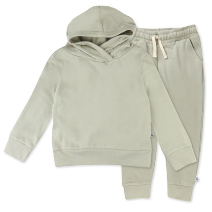 HonestBaby Light Weight Hoodie Sweatsuit Set 100% Organic Cotton for Toddler, Baby Boys, Girls, Khaki (2-pack), 3-6 Months