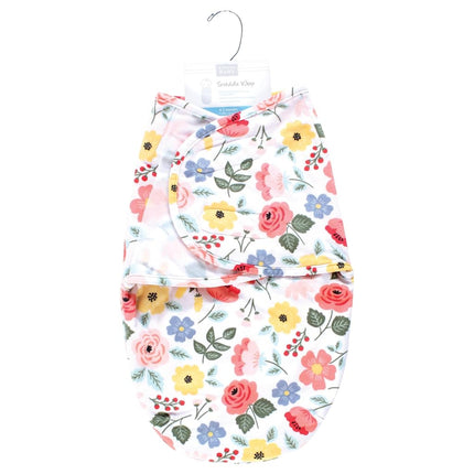 Hudson Baby Infant Girl Plush Faux Fur Swaddle Wrap, Modern Botanical, 0-3 Months