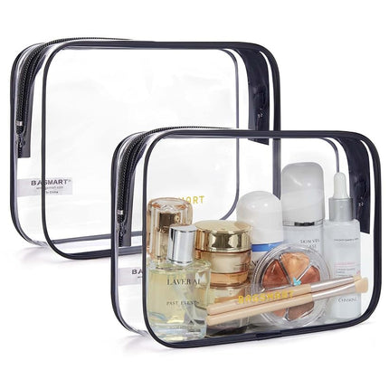 BAGSMART Clear Toiletry Bag, 3 Pack TSA Approved Toiletry Bag Quart Size Bag, Active Black, 2 Pack, Medium, 2 Pack, Medium