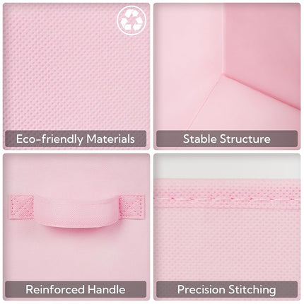GRANNY SAYS Fabric Storage Cubes, Pack of 6 Cube Boxes 27 x 27 cm, Square Storage Baskets for Shelves, Collapsible Square Bins, Cube Unit Organisers for Organising Accessory, Pink