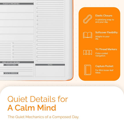 Panda Planner Pro - Best Daily Planner for Happiness & Productivity - 8.5 x 11 Softcover - Undated Day - Guaranteed to Get You Organized - Gratitude & Goals Journal (Orange)