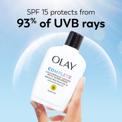 Olay Complete Loción Humectante de Día UV Defense FPS 15, Piel Sensible, 4 fl oz (118 ml) (1 paquete)
