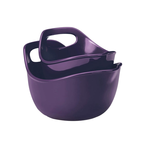 Rachael Ray Ceramics 2-Piece Mixing Bowls Set, Pur