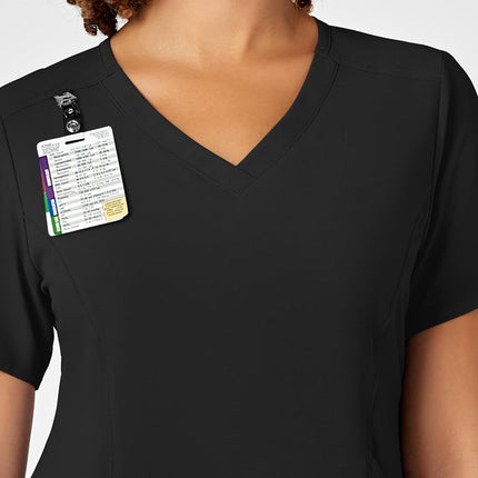 WonderWink Women's V-Neck Top, Black, Small
