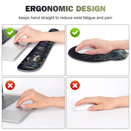 ToLuLu Desk Mat, XXL Large Mouse Pad Wrist Support Set，4 in1 Gaming Mousepad Desk Pad+ Ergonomic Mouse Pad with Wrist Rest + Keyboard Wrist Rest+Coaster for Home Office Computer Table, Weeds Plants
