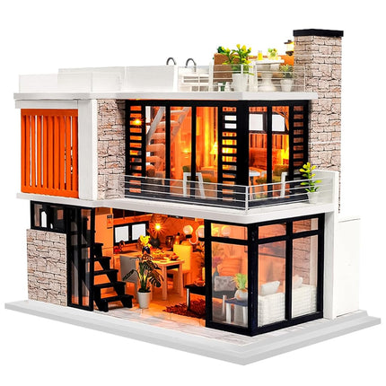 Spilay Dollhouse Miniature with Furniture,DIY Doll