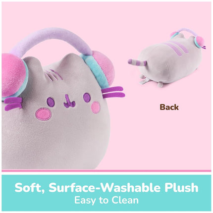 GUND Pusheen Gamer Squisheen Plush, Squishy Toy, Collectible Plush Toy, Gaming Decor, Stuffed Animal for Ages 8 and Up, Gray, 11”