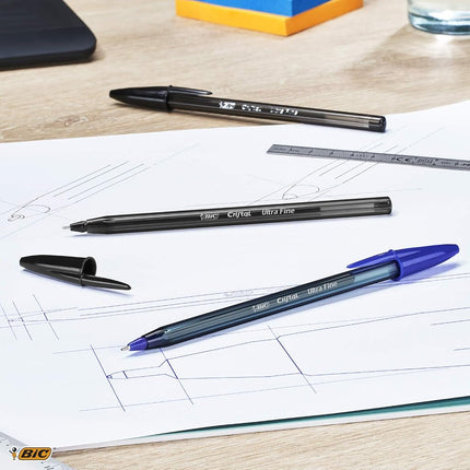 Bic Crystal Exact Fine Point Pens (0.7 mm) - Blue, Box of 20