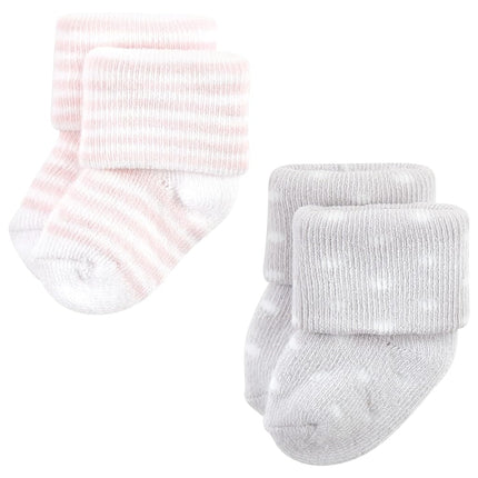 Hudson Baby Calcetines de Felpa y Algodón Rico para Recién Nacidos de Bebé Niña, Elefante Rosa Gris, 6-12 Meses