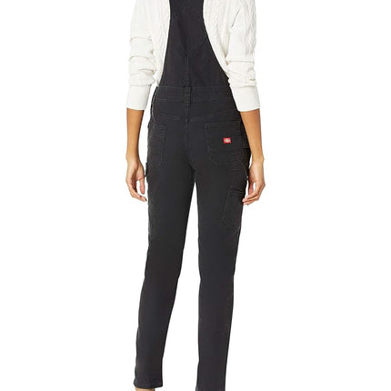 Dickies Women's Duck Double Front Bib Overalls, Rinsed Black, S