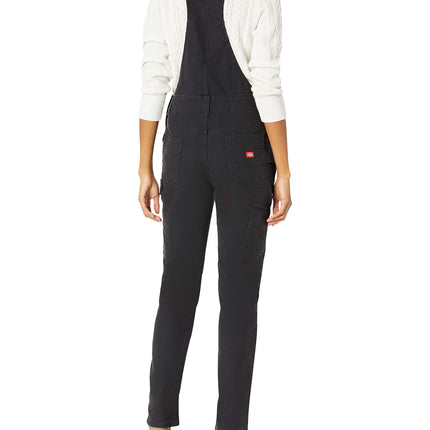 Dickies Women's Duck Double Front Bib Overalls, Rinsed Black, S