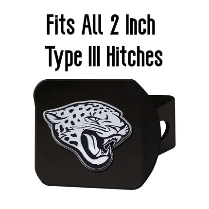 FANMATS 21543 Jacksonville Jaguars Black Metal Hitch Cover with Metal Chrome 3D Emblem