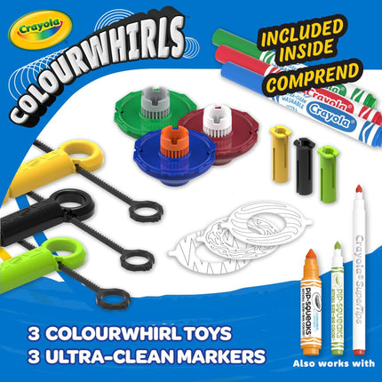CRAYOLA Colourwhirls (3 Pack) - Rip 'Em & Spin 'Em! | Includes 3 Colourwhirls Toys & 3 Markers | Rippin' Spinnin Colouring Fun for Ages 6+