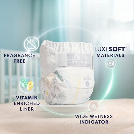 Pampers Pure Protection Baby Diapers, Size 1 (8-14 lbs), 132 Count, Up to 100% Leakproof, Premium Plant-based Skin Protection, Hypoallergenic Soft Diapers