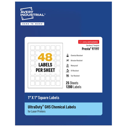 Avery UltraDuty GHS Labels, Waterproof, 1 X 1 Inch