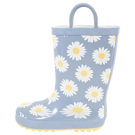 Hudson Baby Bota de lluvia unisex para niños, Blue Daisy, 5 Little Kid