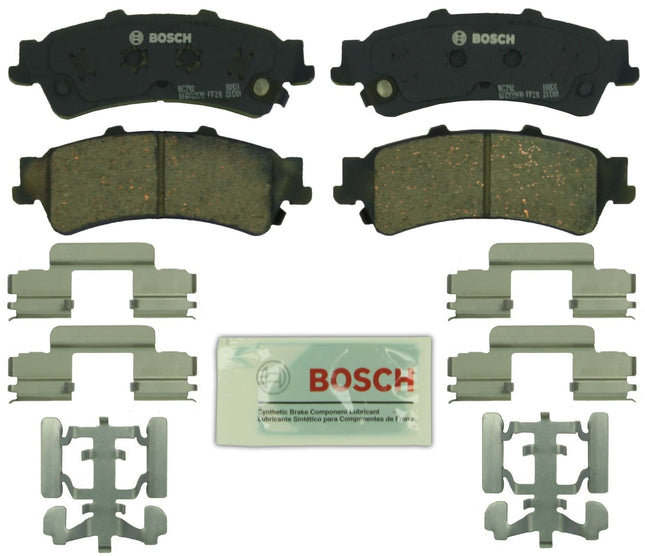 Bosch BC792 QuietCast Premium Ceramic Disc Brake Pad Set For Select Cadillac DeVille, DTS, Escalade; Chevrolet Astro, Avalanche, Silverado, Suburban, Tahoe; GMC Safari, Sierra, Yukon, Yukon XL; Rear