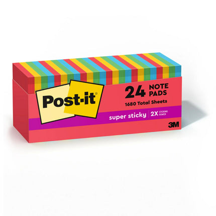 Post-It Super Sticky Notes, 3 x 3 inches, Marrakesh Collection, 24 Pads / Pack, 70 Sheets / Pad, Cabinet Pack Purple, Red, Yellow, 90 Sheets - Post-it (3 x 3 inches, Marrakesh Collection, 24 Pads / Pack, 70 Sheets / Pad, Cabinet Pack, 76.2 mm, 76.2 mm,...