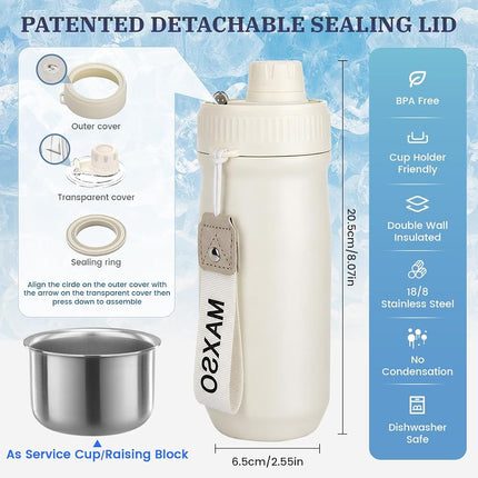 MAXSO Sealed Can Cooler Fizz Lid Can Cover for 12 oz Regular, Slim Skinny Cans & As Thermal Bottle (Ivory White, 5-in-1)